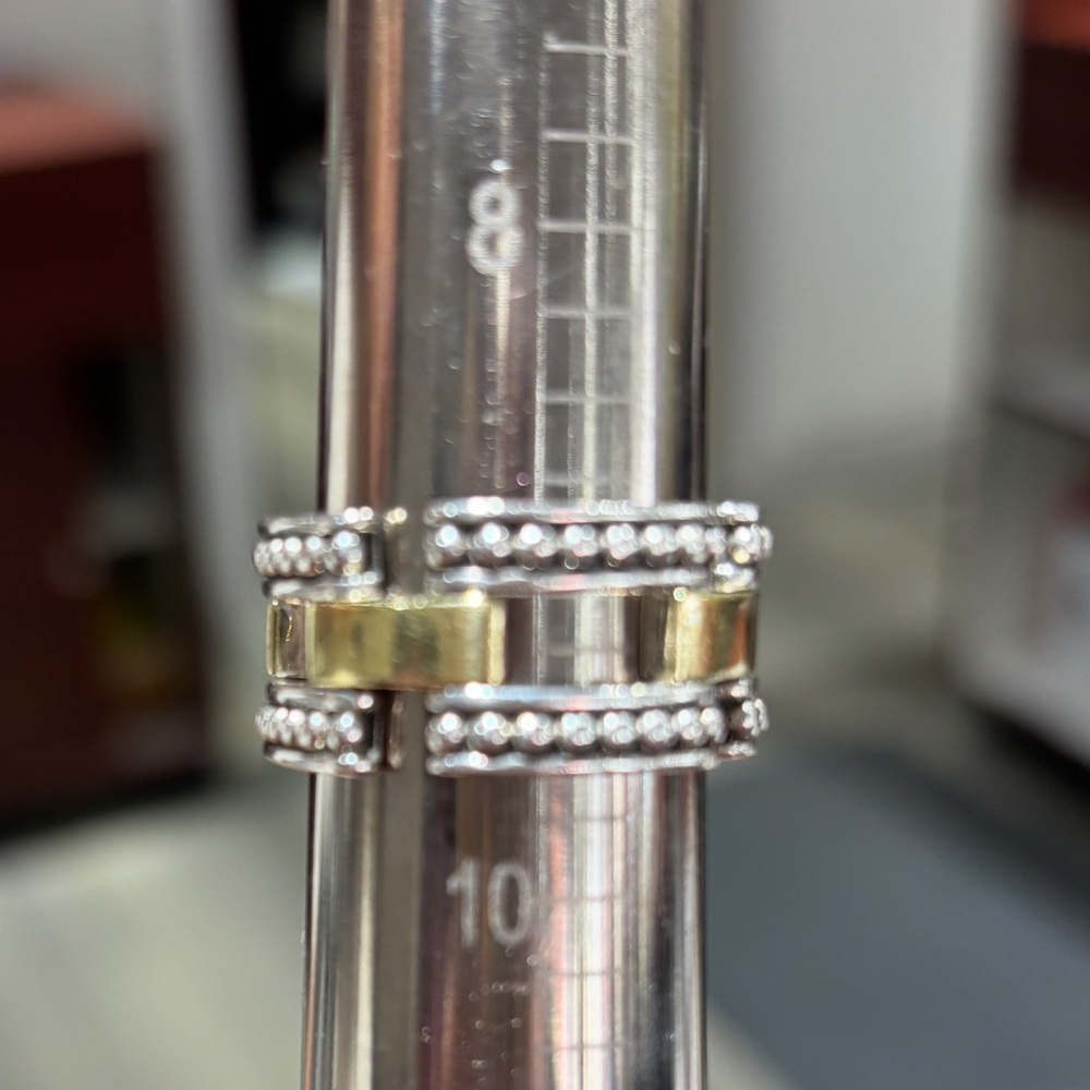 LAGOS HIGH BAR Two-Tone Caviar Link Ring - Picture 12 of 12